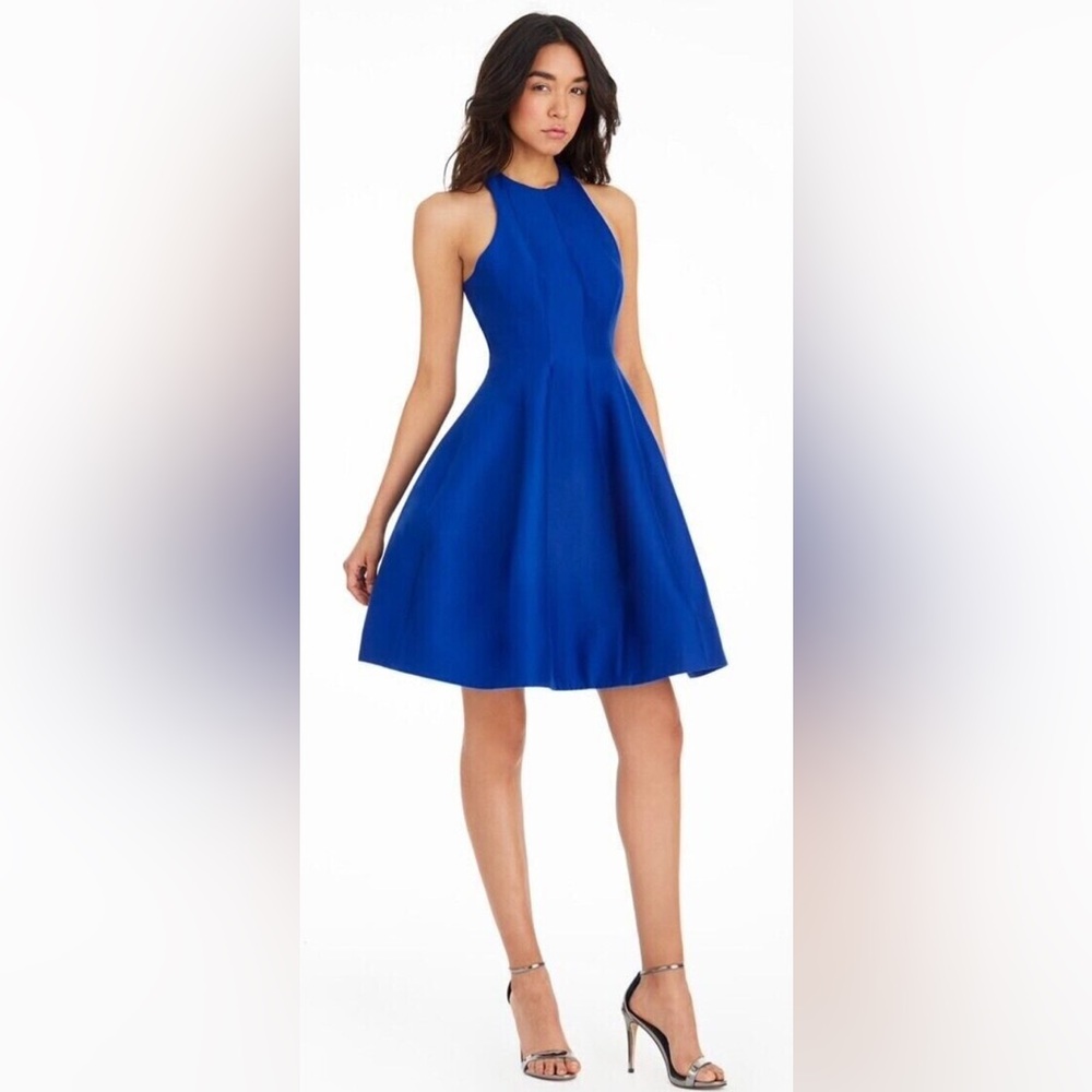 Halston Heritage Cobalt Royal Blue Belle Dress Size Tag Missing - Approx Size 4
